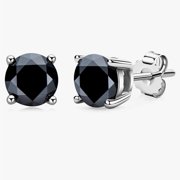 2 Carat Black Diamond Stud Earrings ~ Mens Womens Studs - Unisex